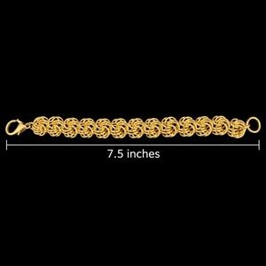 Vtg Gold Tone Byzantine Link Bracelet 7.5" Love Knot Chunky